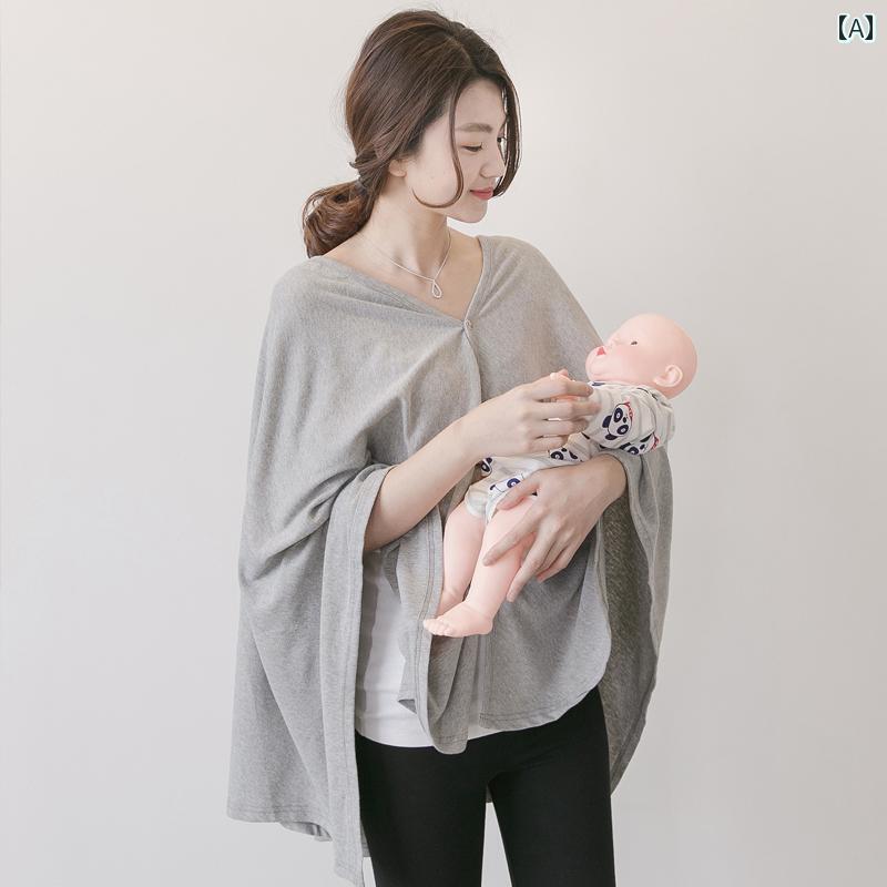 授乳ケープ ポンチョ 360度 カバー ショール ストール マント コットン 通気性 Vネ...