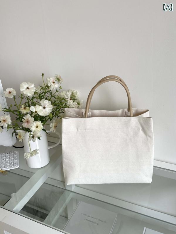 ノートパソコン ケース おしゃれ 韓国 トートバッグ キャンバス ファスナー ポケット 大容量 シンプル 無地 アイボリー 通勤 ショッピング