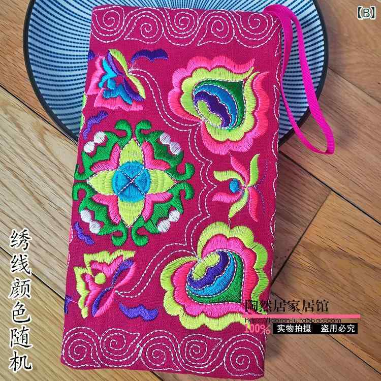 財布 レディース カラフル 柄 エスニック 女性 携帯 刺繍 レトロ 布 華やか ウォレット ロング 多機能 ジッパー 赤 青 緑 小銭 お札 カード 通帳 ポーチ