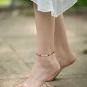 アンクレット レディース ジュエリー シルバー 女性 幸運 ビーズ ブレスレット 調整可能 ギフト シンプル お守り カップル ペア 足首 手首 誕生日 プレゼ...