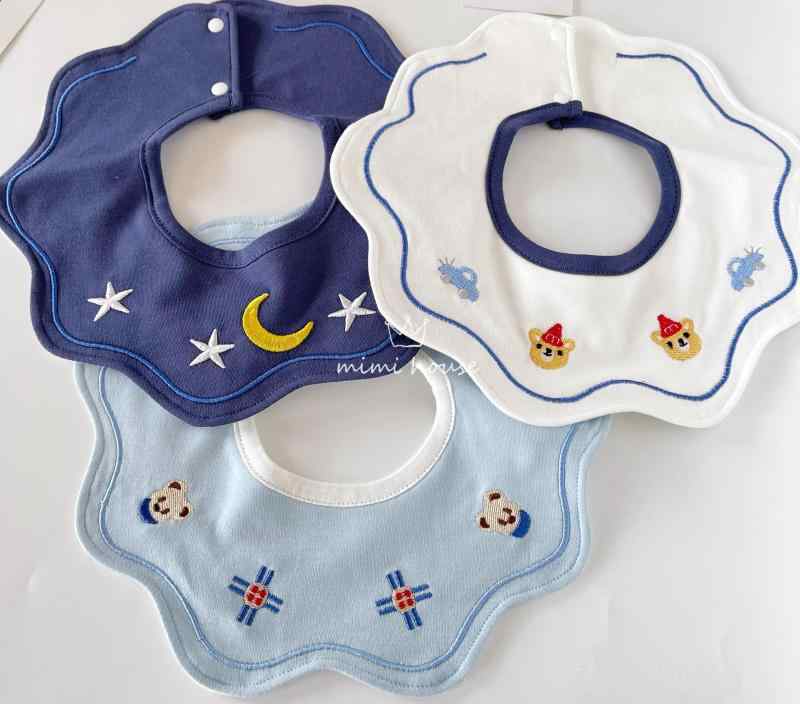 スタイ ベビー よだれかけ 前かけ カバー 赤ちゃん 布製 韓国 綿 防水 ラウンド 360度 新生児 スナップ..