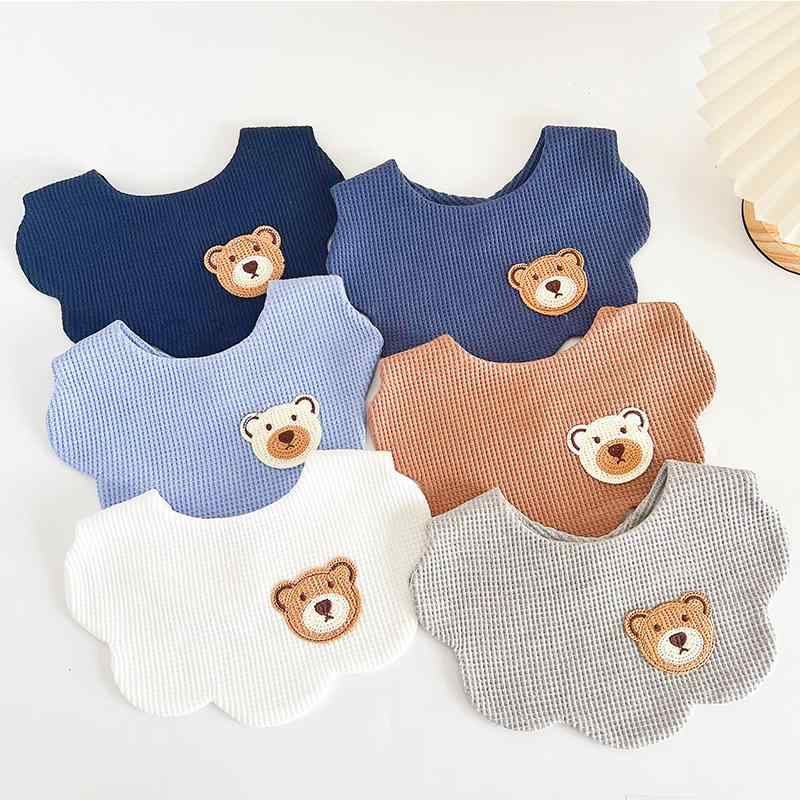 スタイ ベビー よだれかけ 前かけ カバー 赤ちゃん 布製 韓国 綿 新生児 かわいい クマ 通気性 柔らかい U型 スナップボタン 青 白 カーキ 雲型 出産祝い ギフト