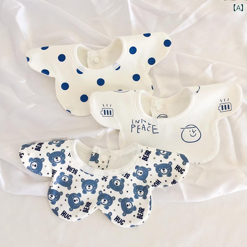 スタイ ベビー よだれかけ 前かけ カバー 赤ちゃん 布製 韓国 綿 ラウンド 360度 回転 可能 防水 花び..