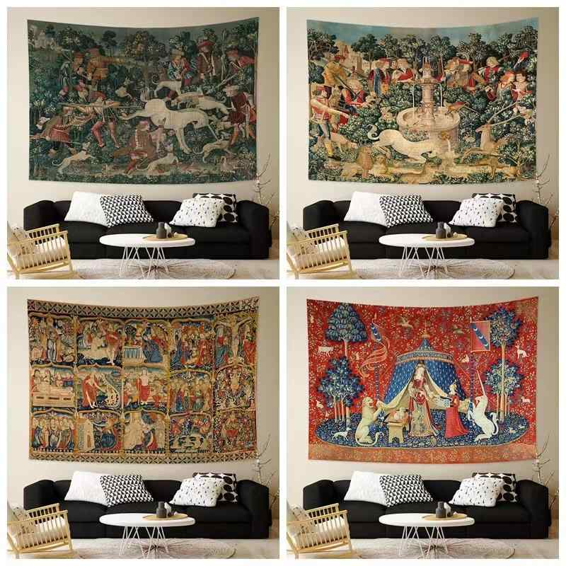 壁飾り タペストリー インテリア おしゃれ レトロ エスニック 北欧 吊り 絵画 リビング ベッド ルーム 布 フランネル 起毛 素材 長方形