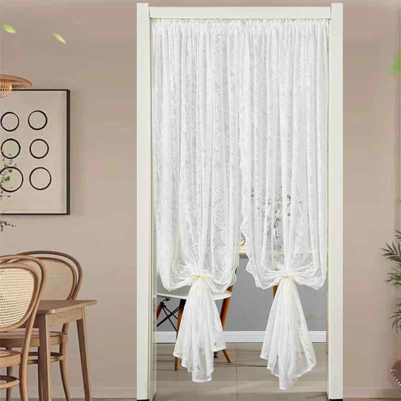 暖簾 おしゃれ シンプル フェニックス テール フラワー カラフル 花 柄 レース フレンチ 波状 プリーツ..