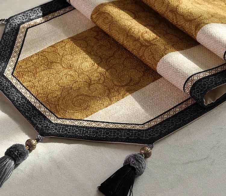 楽天フロントップ楽天市場店タペストリー テーブルランナー おしゃれ 中国風 レトロ 宴会 テレビキャビネット クロス カバー タッセル 装飾 モダン エスニック 黄 オレンジ 緑