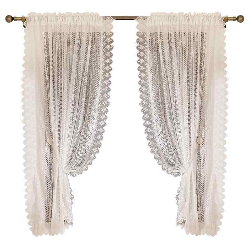 暖簾 おしゃれ シンプル フレンチ レトロ レース 面ファスナー フック 寝室 出窓 ハーフ ショート 韓国 日よけ 家 インテリア 屋内 仕切り ドア 目隠し パーテーション カーテン 装飾 リビング