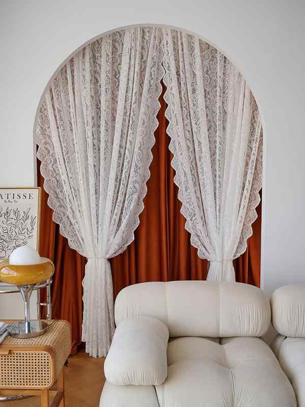 暖簾 おしゃれ シンプル レース クラシカル パール 波状 パンチングなし 面ファスナー フレンチ ホワイト フック リビング 出窓 ドア 風 日よけ 家 インテリア 屋内 仕切り 目隠し パーテーション カーテン 装飾