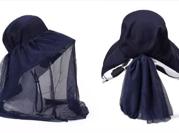 虫除け 帽子 レディース 防蚊 紫外線対策 屋外 旅行 ガーデニング ウォーキング 農作業 保護 通気性 メッシュ ベール つば広 シンプル エレガント 青 黒 ピンク