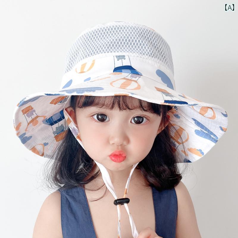 キッズ 帽子 かわいい うさぎ 気球 恐竜 柄 ホイッスル ベビー 赤ちゃん 子供 春夏 大きな つば広 薄手..