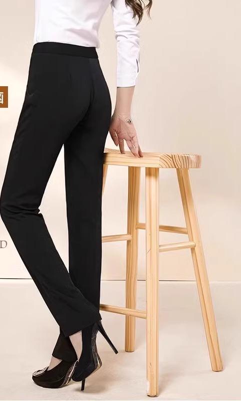 スラックス レディース 夏 薄手 ロングパンツ クロップド ストレート ポケット ハイウエスト スリム ソフト しわになりにくい オフィス..