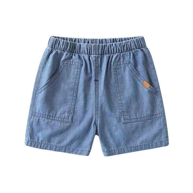 ハーフパンツ キッズ 男の子 夏 子供 ベビー 幼児 デニム 五分丈 ウエストゴム 薄手 柔らかい 通気性 ポケット シンプル カジュアル スタイリッシュ 青 ライオン