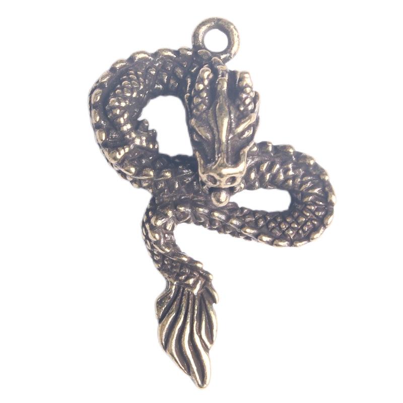 黄銅製 蛟龍 キーホルダー 幸運 招財 風水 ドラゴン ペンダント アクセサリー レトロ 龍モチーフ