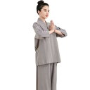 太極拳 服 レディース トップス チャイナ風 綿 麻 大きいサイズ 裾絞り パンツ セット ゆったり 動きやすい 作務衣 ルームウェア リラックス 青 グレー ...
