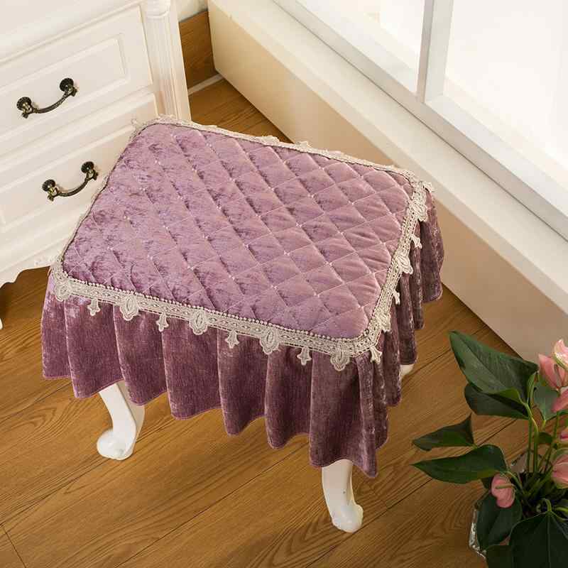 椅子カバー 座面 スツール イス 保護 防塵 キズ防止 防汚 インテリア ピアノ クッション 正方形 滑り止め レース フリル キルティング おしゃれ