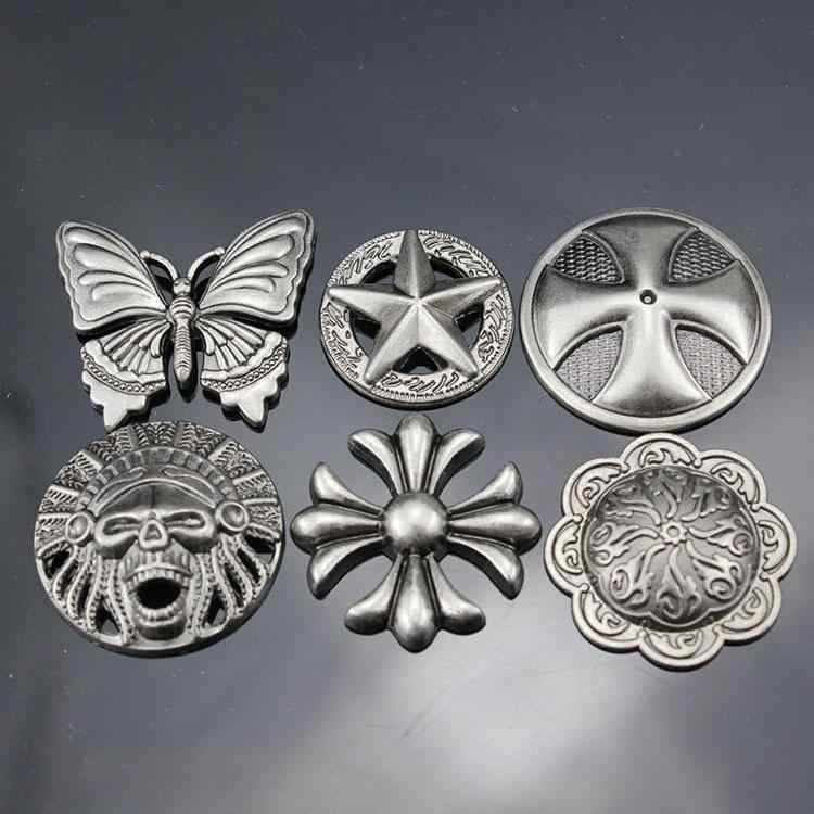 コンチョ ボタン DIY 手作り アクセサリー アンティーク 調 スタッド レザー クラフト 装飾 革 金具 留..