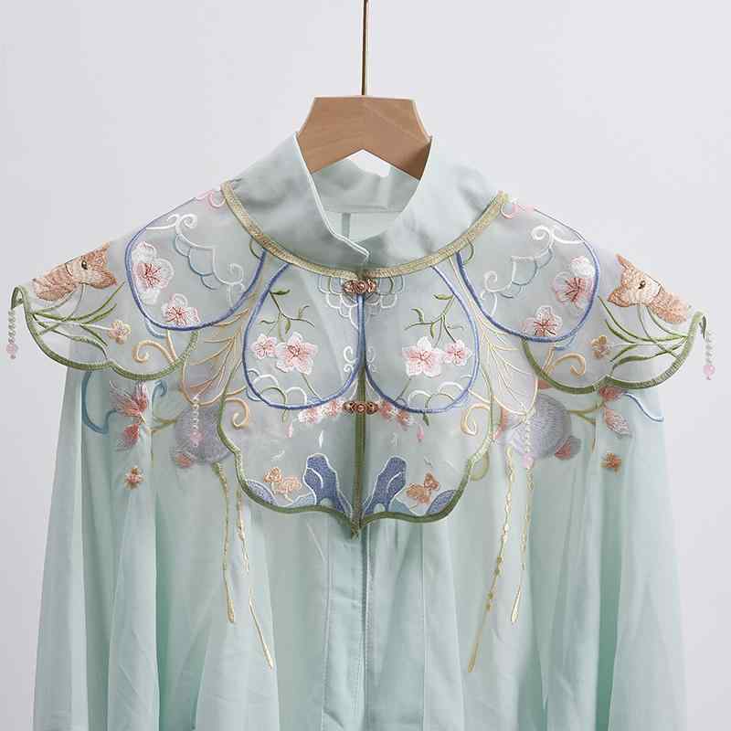 付け襟 子供 大人 レディース 女の子 レトロ フェイクカラー 小物 アクセサリー チャイナ風 春夏 刺繍 ブラウス 衣装 おしゃれ パール うさぎ 蝶々 花 紫 赤