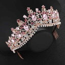 ウエディング ティアラ ヘアアクセサリー 結婚式 ブライダル レディース クラウン ヘッドバンド コーム付き 華やか 撮影 赤 ピンク 緑