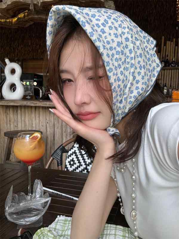 レディース スカーフ 韓国 夏 フレンチ ヘッド バンダナ アクセサリー 装飾 日除け シンプル カジュア..