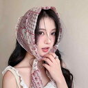 三角巾 大人 おしゃれ 韓国 春夏 三角形 レディース スカーフ ヘッド バンダナ アクセサリー 装飾 髪飾り 日除け ガーゼ シフォン シンプル プリント 赤 黄 緑 花柄(4)