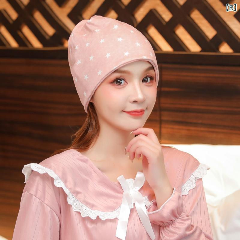 フロントップ楽天市場店のヘアバンド ターバン 帽子 レディース コットン 薄手 幅広 ワイド かわいい マタニティ 入院 産後 前髪 白髪 薄毛隠し まとめ髪 洗顔 痛くなりにくい キャップ 通気 吸汗性 柔らかい 伸縮 軽量 快適 お団子 ショート ロング 星 ピンク ブルー｜アングル3