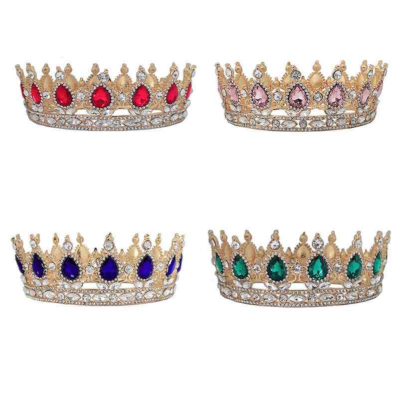 ウエディング ティアラ 結婚式 ブライダルジュエリー 花嫁 ドレス プリンセス 王冠 ヘアアクセサリー 小さめ 華やか 赤 緑 ゴールド