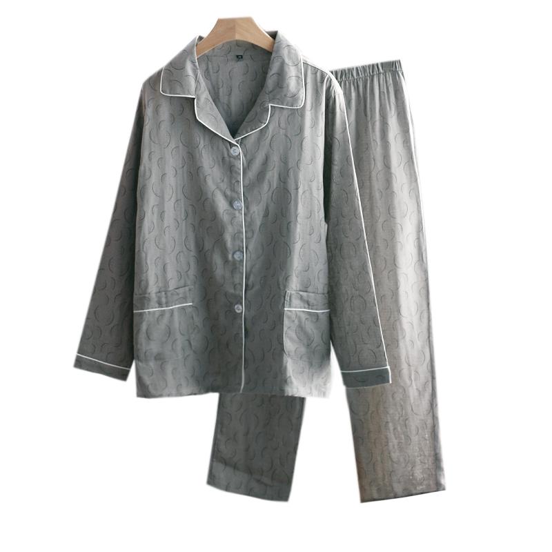 パジャマ ガーゼ メンズ 春夏 薄手 ゆったり 長袖 長ズボン 部屋着 ナイトウエア ウエストゴム 前開き ..