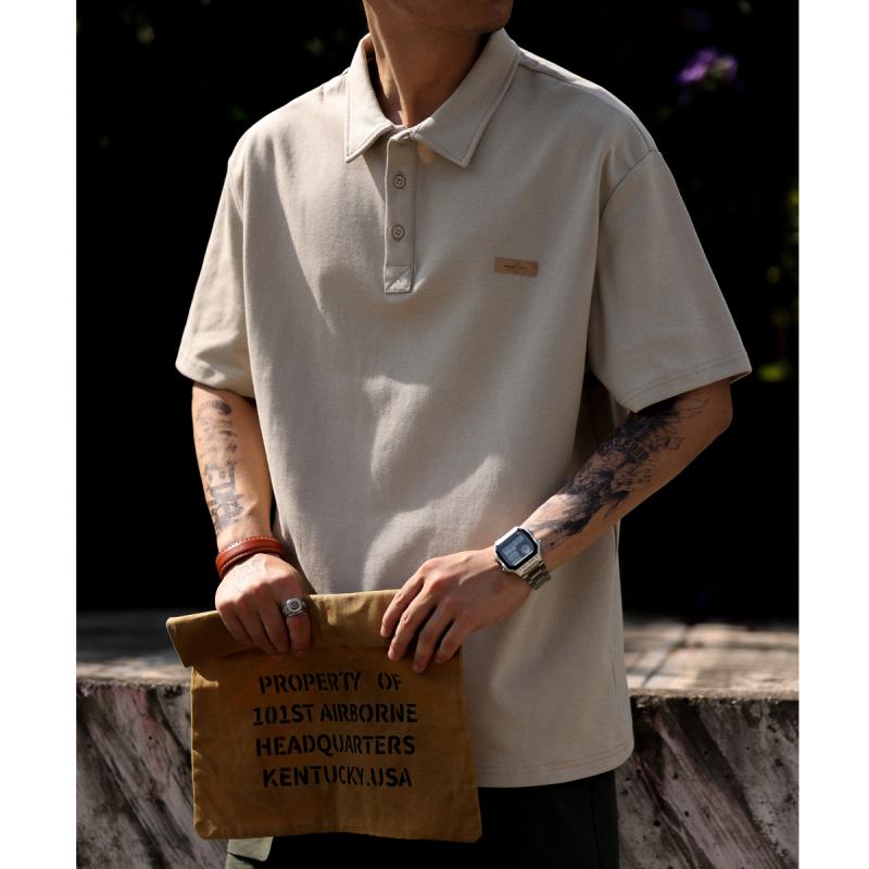 ビッグシルエット ポロシャツ メンズ ゆったり半袖 夏 カジュアル シンプル 無地 普段使い 運動 大きい..