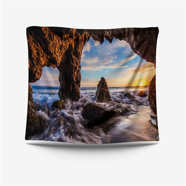 タペストリー 海 長方形 吊り下げ 大きいサイズ インテリア 寝室 リビング 装飾 撮影 背景 布 フランネル アート シンプル モダン おしゃれ 洞窟 自然 海辺