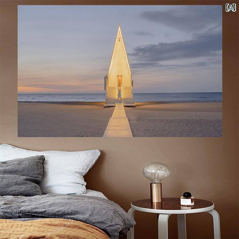 タペストリー 海 長方形 壁掛け 吊り下げ インテリア 寝室 リビング 装飾 背景 景色 クロス 布 アート シンプル おしゃれ 海辺 風景