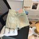 ダメージ デニム ショートパンツ レディース 大人 大きいサイズ ハイウエスト 刺繍 ズボン ボトムス ジーンズ Gパン 夏 薄手 コットン 柔らかい ワイド ...