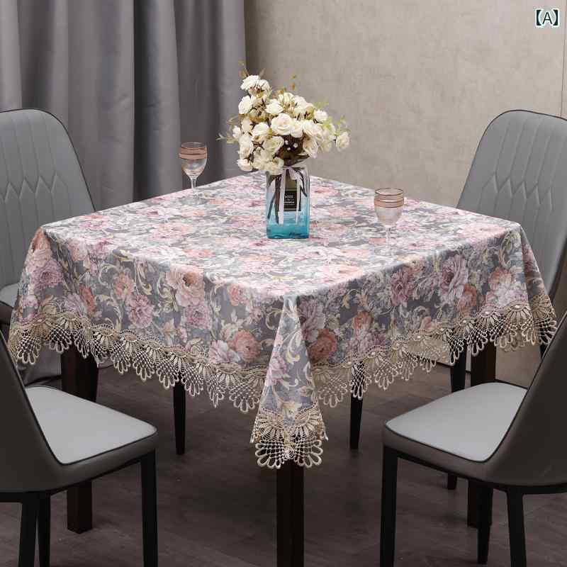 テーブルクロス 正方形 布 麻雀 食卓 刺繍 カバー リビング ダイニング キズ 汚れ防止 通気性 四角 花..