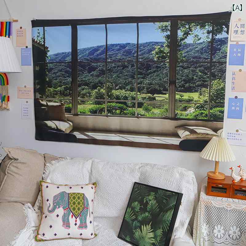 タペストリー 風景 山 絶景 北欧 窓 景色 壁掛け 布ポスター ウォールアート インテリア 装飾 寝室 リ..