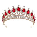 ブライダル ティアラ スタイリッシュ クラウン ウォータードロップ プリンセス 誕生日 ウェディング ヘアアクセサリー 撮影 結婚式 花嫁 豪華 ラインストーン 赤 緑 青