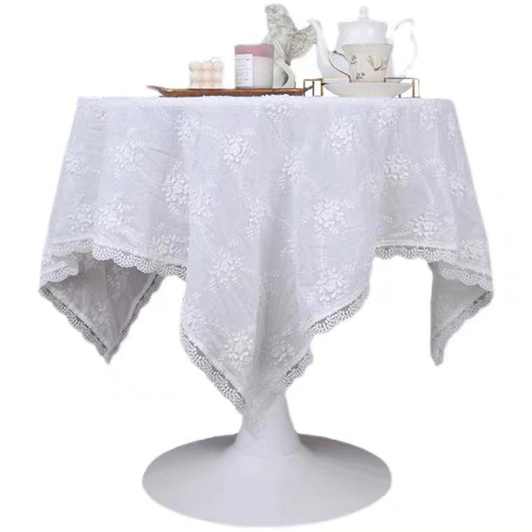 テーブルクロス レース 正方形 長方形 ホームパーティー 上品 おしゃれ シンプル フリル 飾りコーヒー 大判 刺繍 ラウンド 花柄 白