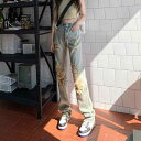ダメージデニム レディース ジーンズ 春夏 ストレートパンツ レトロ ハイウエスト カジュアル おしゃれ ショッピング 旅行 お出かけ 青