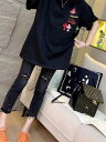 ダメージデニム レディース ストレートパンツ クロップド クラッシュ加工 春夏 大きいサイズ ハイウエスト 高弾性 スリム 着痩せ 九分丈 おしゃれ お出かけ ...