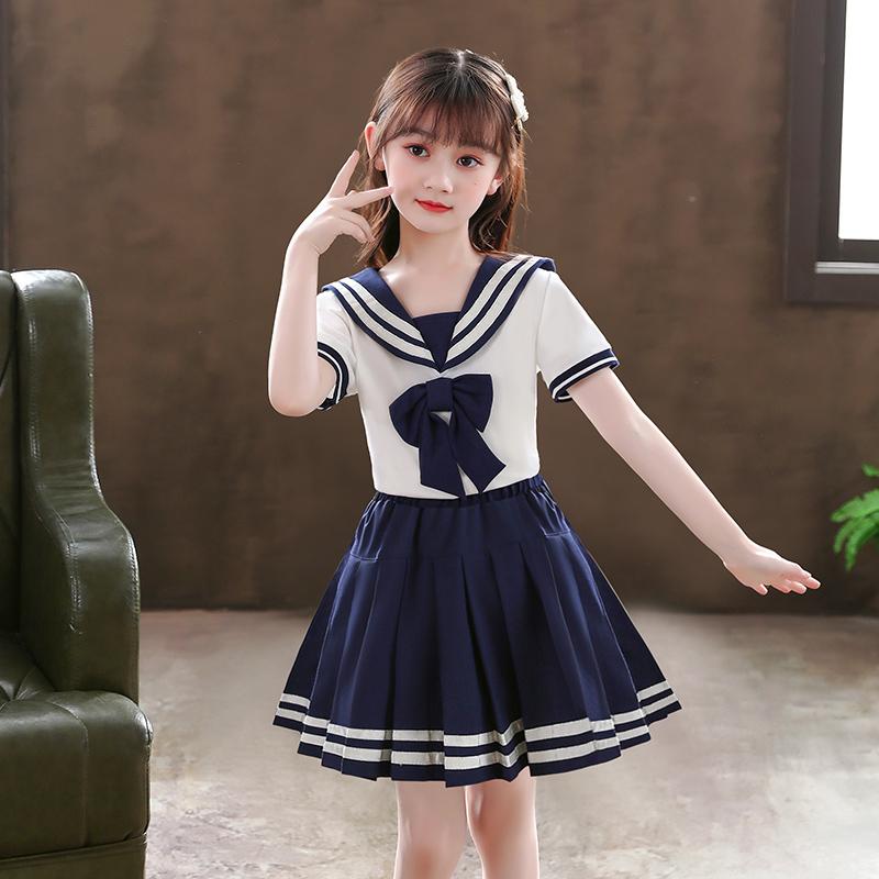 制服風 衣装 キッズ 女の子 セットアップ プリーツ スカート JK 夏子供服 学生 ジュニア セー