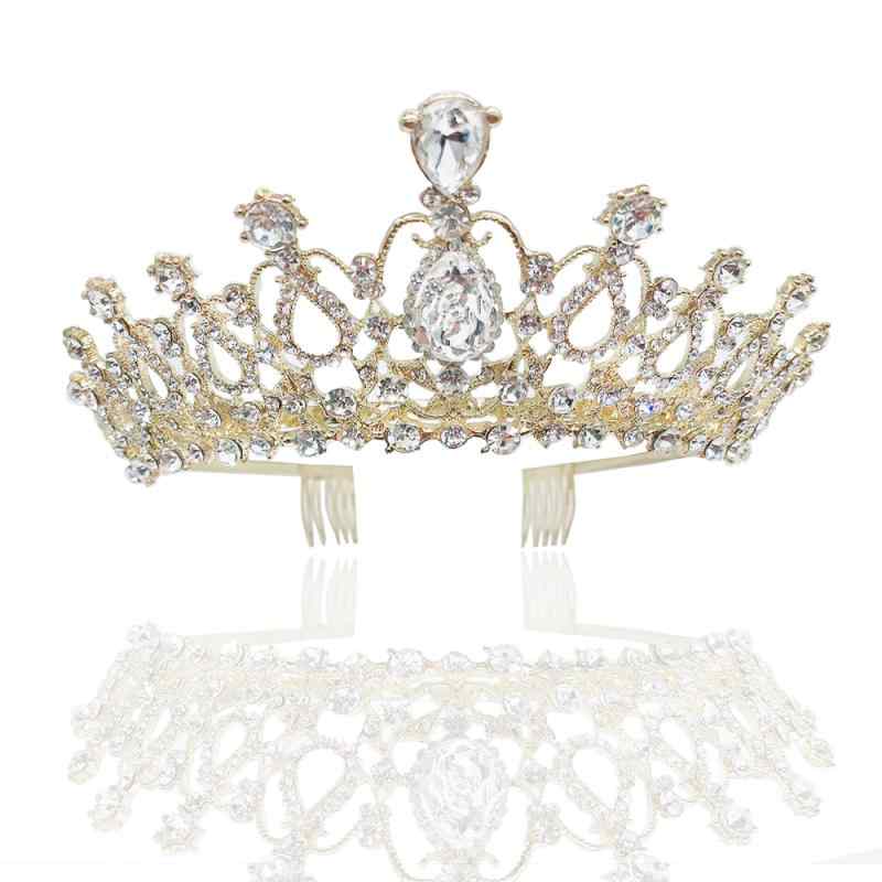 ウエディング ティアラ パール 結婚式 ブライダル クラウン 華やか 王冠 ラインストーン アクセサリー 女王 豪華 ヘアコーム付き ゴールド シルバー