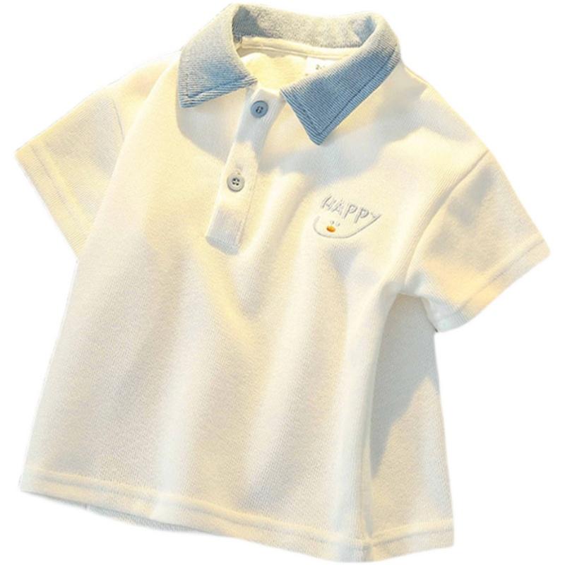 こども ポロシャツ 半袖 男の子 夏 プリント 子供用 キッズ 綿 吸汗性 ゆったり ワンポイント トップス..