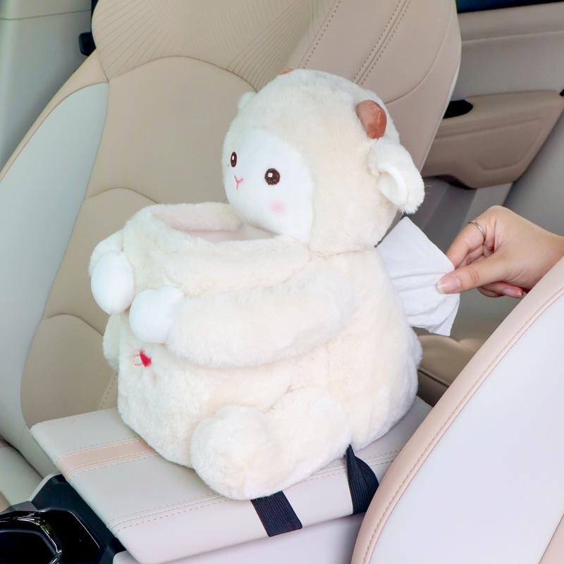 ティッシュケース 車用 ぬいぐるみ かわいい ゴミ箱 収納ボックス カーアクセサリー アームレスト 防水..