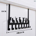 ハンガーフック ドア 韓国 家庭用 リビング ベッドルーム 衣類 小物 収納 便利 グッズ 使いやすい 鉄 8連 黒 シルバー 鹿 英文字ロゴ かわいい