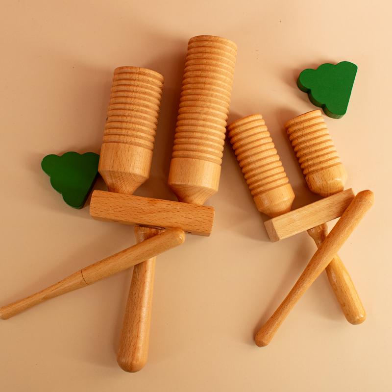 楽器 ギロ 音楽 ミュージック 打楽器 演奏 民族 木製 ブナ おもちゃ こする 音が鳴る スティック 付き 二重 管 高 低音 シンプル