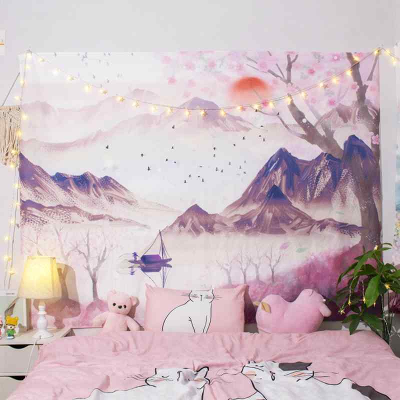 タペストリー 山 レトロ 自然 風景 背景 布 ぶら下げ 寝室 リビングルーム 装飾 絵画 壁 飾り 壁掛け デコレーション インテリア 長方形