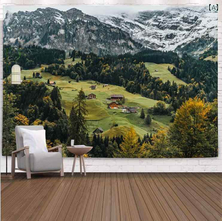 タペストリー 山 自然 川 森 背景 布 風景 寝室 リビングルーム ぶら下げ フランネル 壁掛け 長方形 壁 飾り デコレーション インテリア