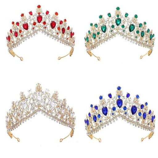 プリンセス ティアラ クラウン 花嫁 ブライダル 韓国 クリスタル キラキラ パーティー ヘッドバンド付き ラインストーン 赤 緑 青 プリンセス ティアラ クラウン 花嫁 ブライダル 韓国 クリスタル キラキラ パーティー ヘッドバンド付き ラインストーン 赤 緑 青