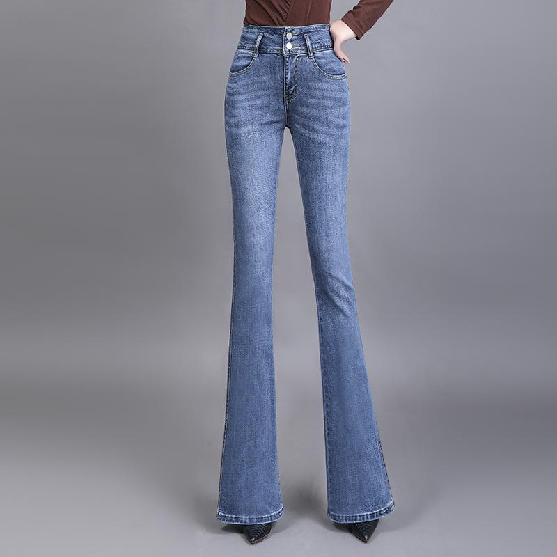 フレアパンツ レディース ブーツカット ロングパンツ 秋 ジーンズ ハイウエスト スリムフィット ボトムパンツ 細身 カジュアル 大きいサイズ デニムパンツ インディゴ ブルー
