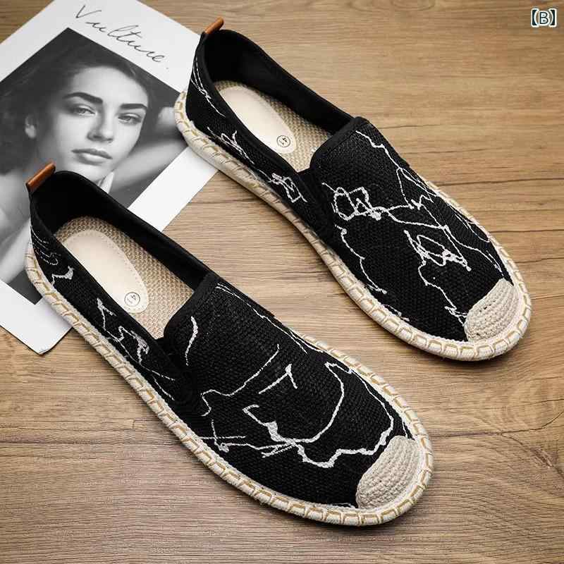 かかとなし シューズ メンズ 布 靴 夏 通気性 カジュアル スニーカー リネン ソフト ソール キャンバス ラウンドトゥ ホワイト ベージュ ブラック