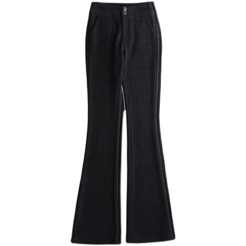Boot Cut Jeans - デニム フレアパンツ レディース ジーンズ 秋冬 裏地 暖かい ハイウエスト 足長 着痩せ 伸縮性 カジュアル 大きいサイズ ブーツカット 黒 白