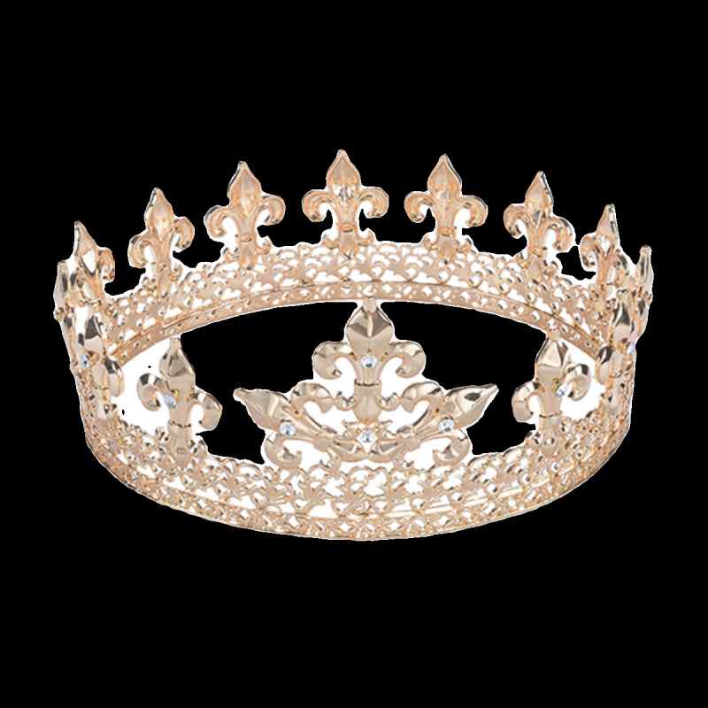 ティアラ 髪 飾り ロイヤルクラウン 金属 合金 メンズ クイーン ヘアアクセサリー パフォーマンス ユニセックス プリンス ゴールド シルバー 黒